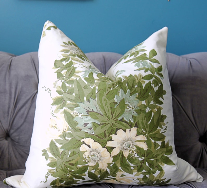 Michael S Smith MALMAISON FONTAINE Pillow Cover Botanical greenery with flowers pillow cover image 2