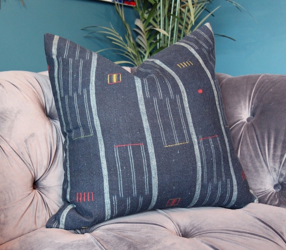 African Indigo Blue Pillow Cover African Indigo Pillow Cover Dark Blue