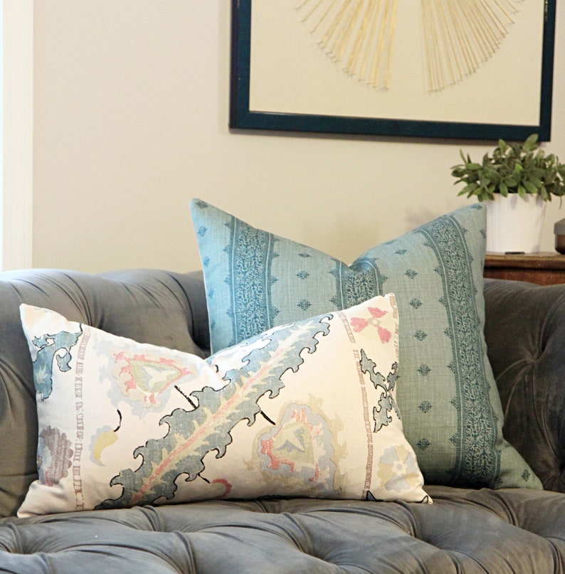 Robert Kime Tashkent on Silk Lumbar Pillow Cover Creme Etsy