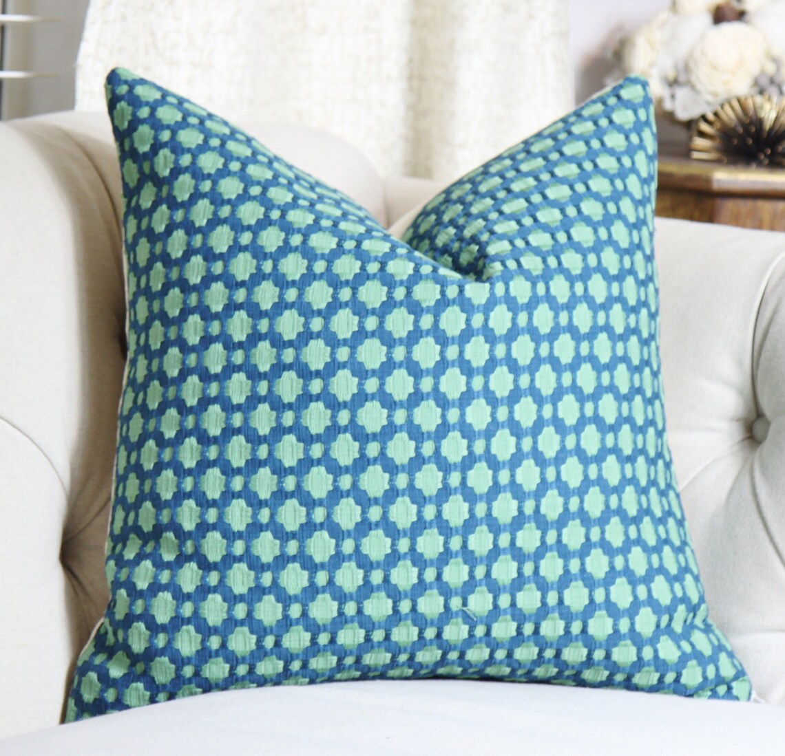 Schumacher Betwixt in Peacock Sea Glass Teal Pillow Cover Etsy