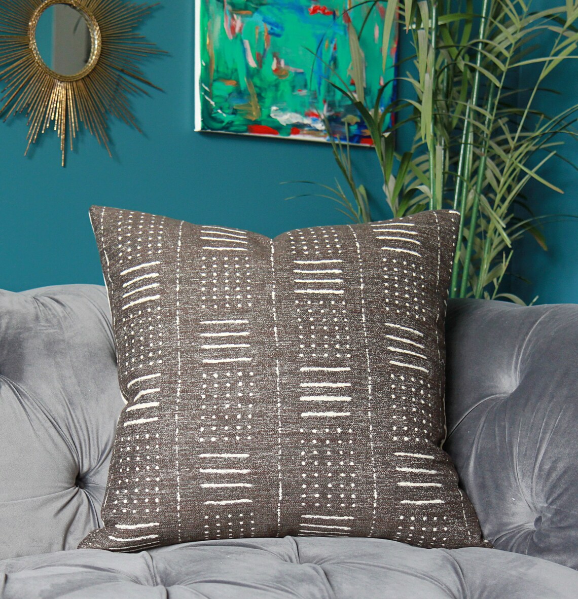 Brown Grey Boho pillow cover BROWN with Grey undertones | Etsy