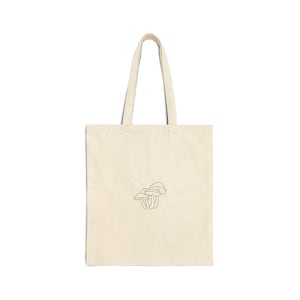 Minimal Line Mushroom Tote Bag | Small Mushroom Drawing, Natural Canvas
