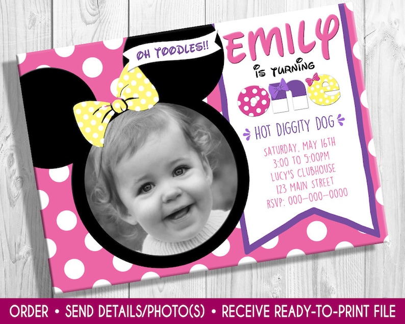 Minnie Mouse invitation Minnie Mouse Photo birthday invite Minnie Mouse invite Mickey Mouse birthday with photo Mickey mouse birthday