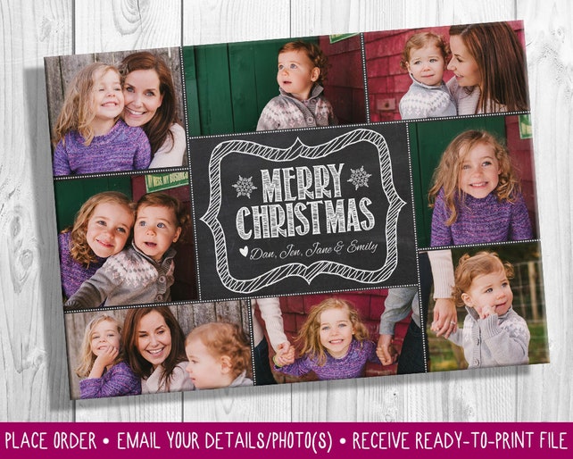 3 photo christmas card holiday photo card christmas card with christmas photo collage card