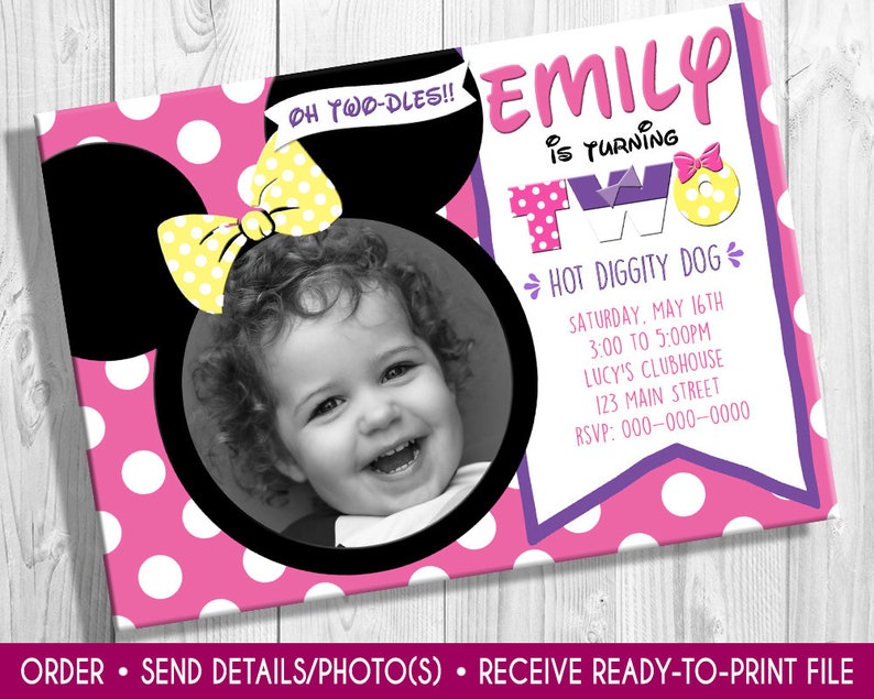 Minnie Mouse invitation Minnie Mouse Photo birthday invite Minnie Mouse invite Mickey Mouse birthday with photo Mickey mouse birthday