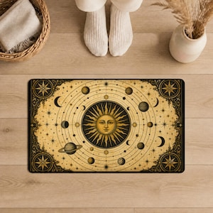 Celestial Orrery Doormat, Antique Star Chart Welcome Mat, Slip-Resistant Front Door Mat, Housewarming Gift