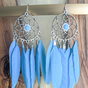 Turquoise Feather Earrings