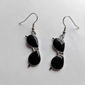 Silver Aviator Sunglasses Earrings: Stainless Steel Hooks
