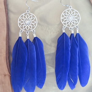 Cobalt Blue Feather Earrings