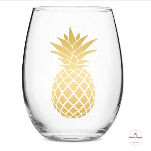 Gold Pineapple Decal for Wine Glass /DIY Decal / Car Decal / Etsy
