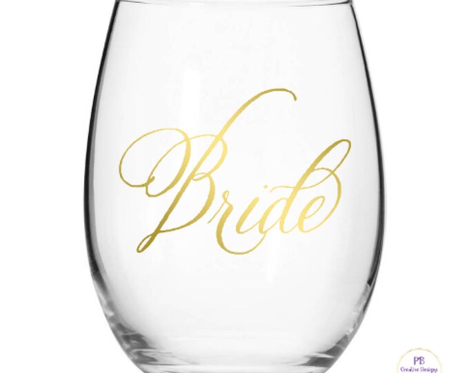 Bride Decal for Wine Glass / DIY Decal / Tumbler Decal Etsy