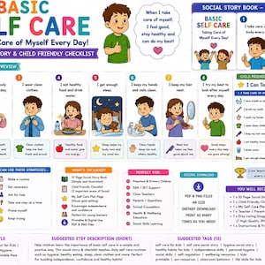 Basic Self-Care Social Story Bundle | Personal Hygiene and Healthy Habits | Independence Visual Checklist | Life Skills and SEN Printable