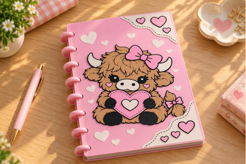 Highland Cow Disc Bound Journal | 3D Printable Planner Cover (3MF File ...