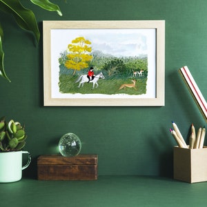 Equestrian Fox Hunt Painting, Digital Print image 2