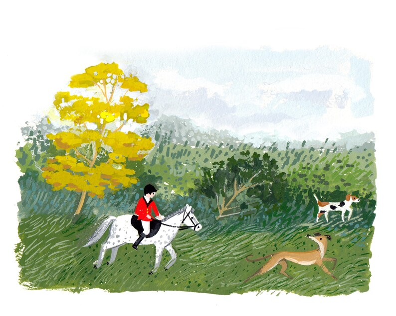 Equestrian Fox Hunt Painting, Digital Print image 3