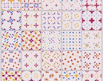 Papel Digital Sin Costuras Floral Folk Rosa Azul y Dorado | 25 Hojas | PNG y SVG | Uso Comercial