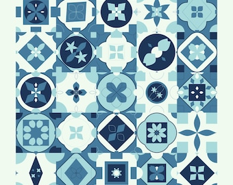 Patrón Digital Azulejos Portugueses | 25 Patrones Mediterráneos Sin Costuras | PNG y SVG | Uso Comercial