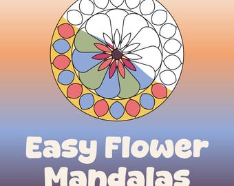 Libro de Mandalas Florales para Colorear Fácil | 100 Páginas Imprimibles | PDF y PNG | Antiestrés Niños y Adultos | Letter y A4