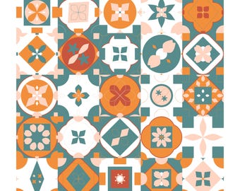 Patrón Digital Azulejos Terracota | 25 Patrones Mediterráneos Sin Costuras | PNG y SVG | Uso Comercial | Scrapbook y Decoupage