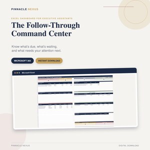 Executive Assistant Excel Dashboard | Task, Project and Follow-Up Tracker