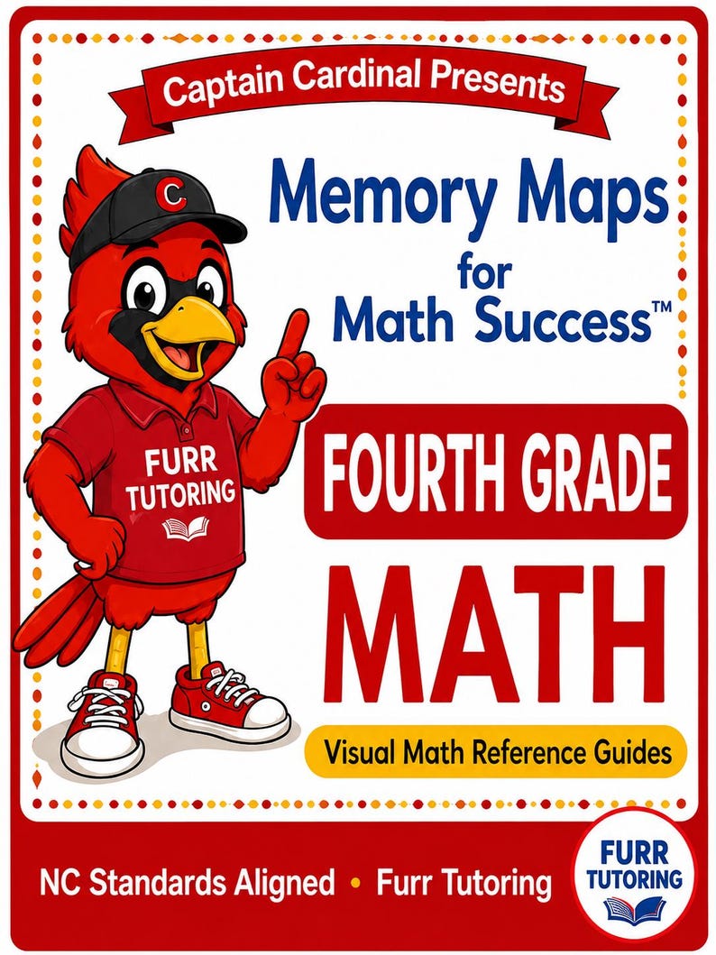 Matematikreferensguide för årskurs 4 | Minneskartor | Utskrivbar visuell inlärningsresurs bild 1