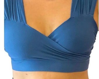 Blue support bra and/or nursing bra bamboo60/org.cotton35/lycra5
