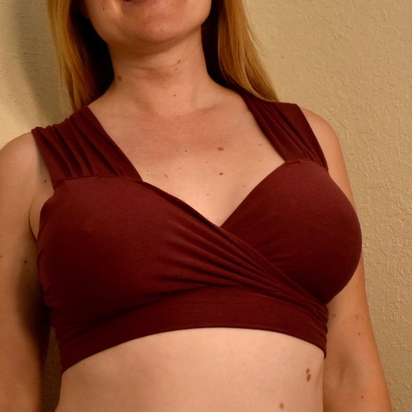 Burgundy support bra and/or nursing bra bamboo60/org.cotton30/lycra5