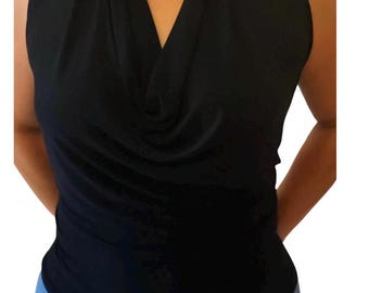 Draped Halter Top: Open Back Sleeveless Shirt