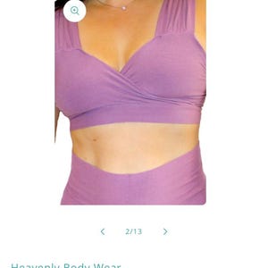 May include: A purple bamboo comfy bra with a criss-cross design in the front. The bra is made of a soft, stretchy fabric and is perfect for everyday wear. Heavenly Body Wear Bamboo Comfy Bra $38.00 USD Tax included. heavenlybodywear.com