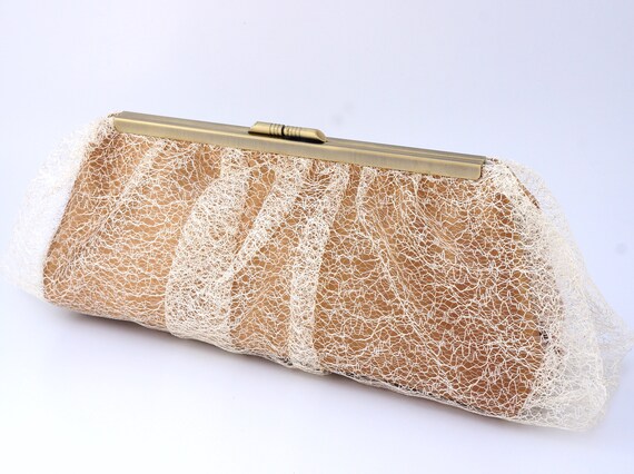Gold Bridal Clutch for Wedding Day - Glittering Gold Evening Clutch Bag - Old Hollywood - Vintage Inspired Clutch Purse