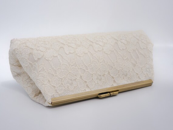 Ivory Lace Bridal Clutch - Wedding Clutch for Bride - Old Hollywood - Vintage Style Clutch - Antique Bronze Frame - Clutch for Wedding