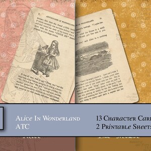 13 Alice in Wonderland, Character Cards, 7x10, Printable, Digital, Commercial Use, etsypk10