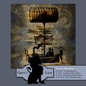 Impressões digitais de máquinas voadoras Steampunk, cartões de diário do Project Life, cartões de título, cartões colecionáveis de artistas ACEO, etsypk21