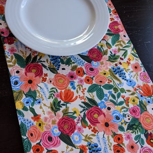 13 x 70 Rifle Paper Co Wildwood Garden Party on Cream Floral 100% Cotton Table Runner, Cotton Steel Modern Runner for Partys, Showers image 4