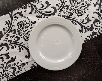 Black & White Damask Table Runner: Modern Traditions Home Decor