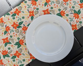 13" x 70" Rifle Paper Co Poinsettia Metallic on Cream Holiday Christmas Table Runner / Modern Runner for Parties, Christmas, Holidays