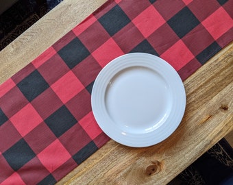 13" x 70" Red & Black Buffalo Check Table Runner / Modern Runner for Parties, Holidays, Christmas