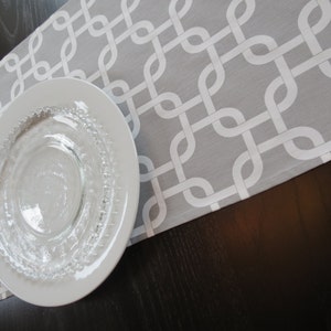 13 x 70 Grey Table Runner in Gotcha Rope Twist Print image 3