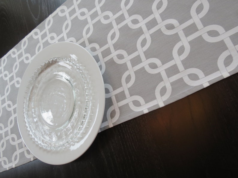 13 x 70 Grey Table Runner in Gotcha Rope Twist Print image 3