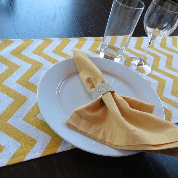 13" x 70" Yellow Chevron Table Runner, Modern Runner for Parties, Showers, Wedding, Wedding Decor