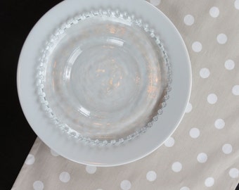 13" x 70" Polka Dot Table Runner in White on Taupe