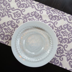 13&quot; x 70&quot; Damask Table Runner in Ivory and Lilac