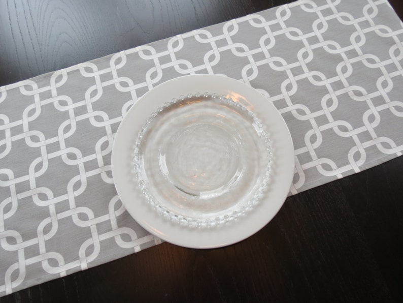 13 x 70 Grey Table Runner in Gotcha Rope Twist Print image 1