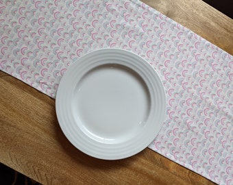 13" x 70" Little Rainbows Modern Table Runner for Parties, Showers, Wedding, Nursery, Home Decor