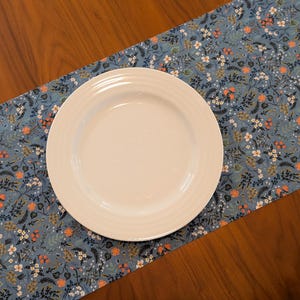 Rifle Paper Co. Floral Table Runner: Blue Metallic Bon Voyage Cotton