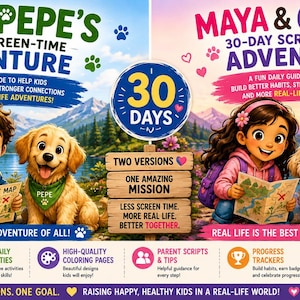 Less Screen, MORE ADVENTURE!! /30-Day Screen Time Challenge For Kids/ Printable Activity And Coloring Book