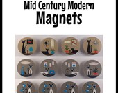 Set of Four, Mid Century Modern Magnets, Retro designs, Donna Mibus