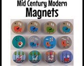 Set of Four, Mid Century Modern Magnets, Retro designs, Donna Mibus