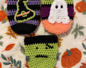 Crochet Halloween Coffee Cup Cozie /  Crochet Coffee Sleeve / Crohet Coozie / Spooky Halloween Cozie