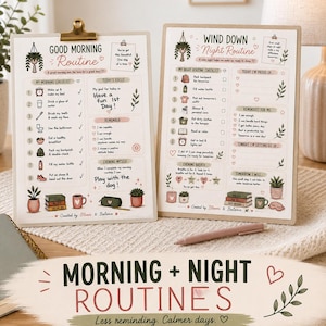 Girls Morning & Night Routine Checklist | Printable Routine Chart for Kids and Tweens